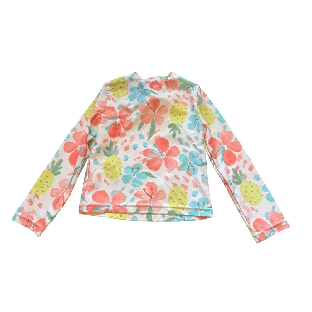 Carter's Rash Guard Kids 4T White Floral Pineapple Excellent Long Sleeve‎ Swim